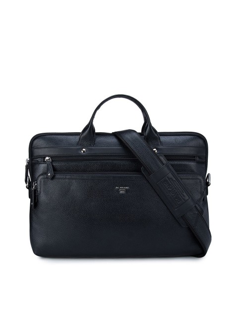 

Da Milano Unisex Black Leather Laptop Bag