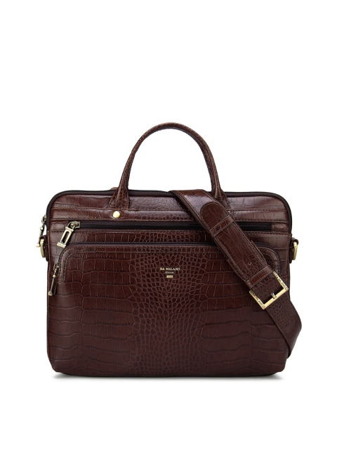 

Da Milano Unisex Brown Animal Textured Leather 12 Inch Laptop Bag