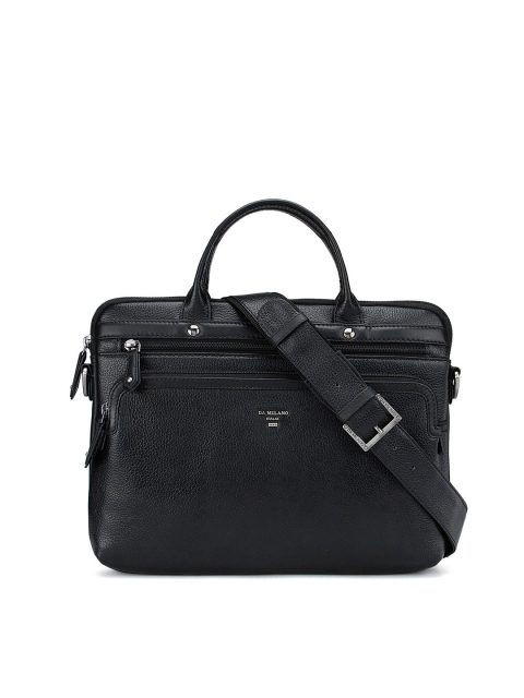 

Da Milano Unisex Black Textured 12 Inch Leather Laptop Bag