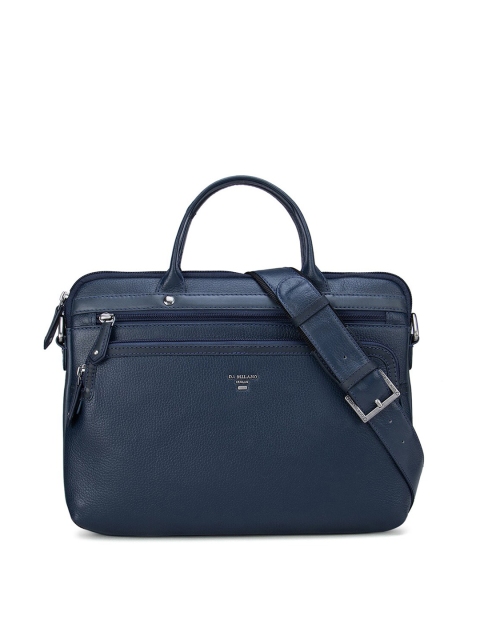 

Da Milano Unisex Blue Textured Leather 12 Inch Laptop Bag