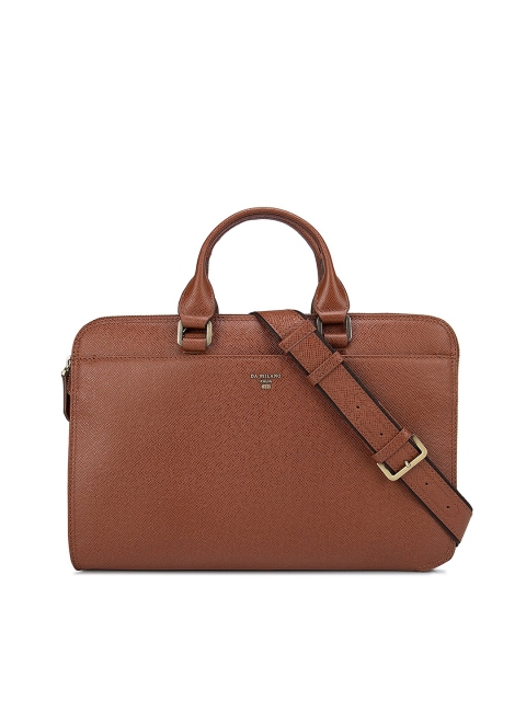 

Da Milano Unisex Brown Textured Leather Laptop Sleeve