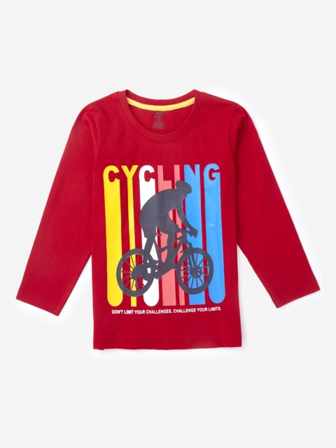 

Hopscotch Boys Red & Yellow Printed Cotton Blend T-shirt