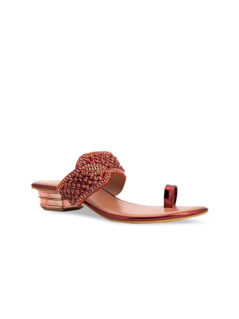 

Khadims Red Embellished Ethnic Block Sandals