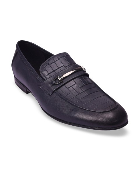 

Pavers England Men Navy Blue Solid Leather Formal Slip-Ons