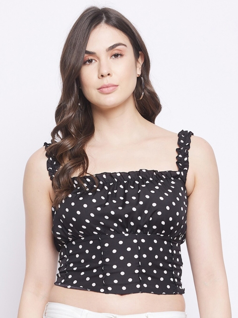 

STALK Black & White Polka Dots Print Crepe Top