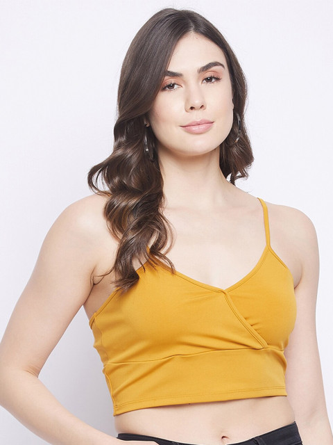 

STALK Mustard Yellow Solid Bralette Crop Top