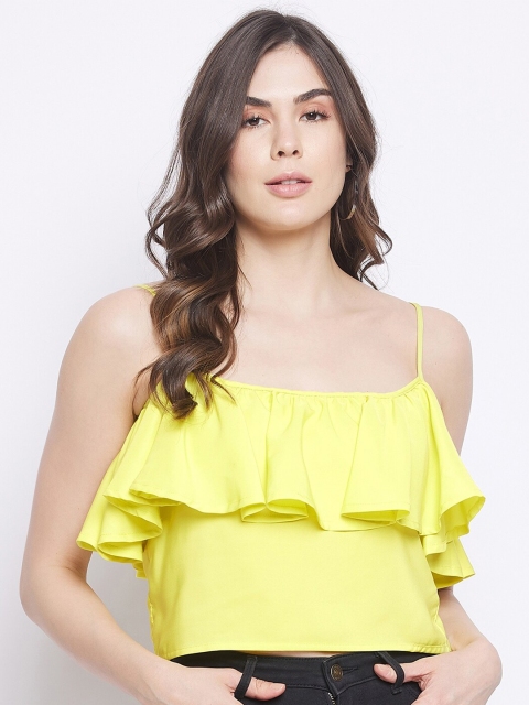 

STALK Yellow Crepe Crop Top