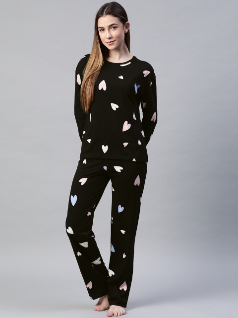 

Marks & Spencer Women Black & White Printed Cotton Night suit