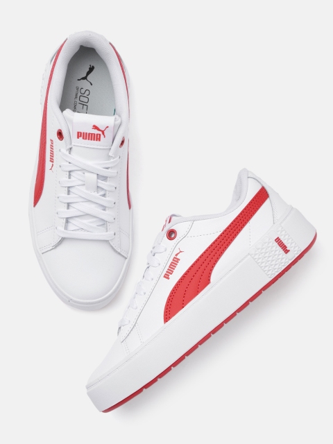 

Puma Women White Smash Platform V2 Leather Sneakers