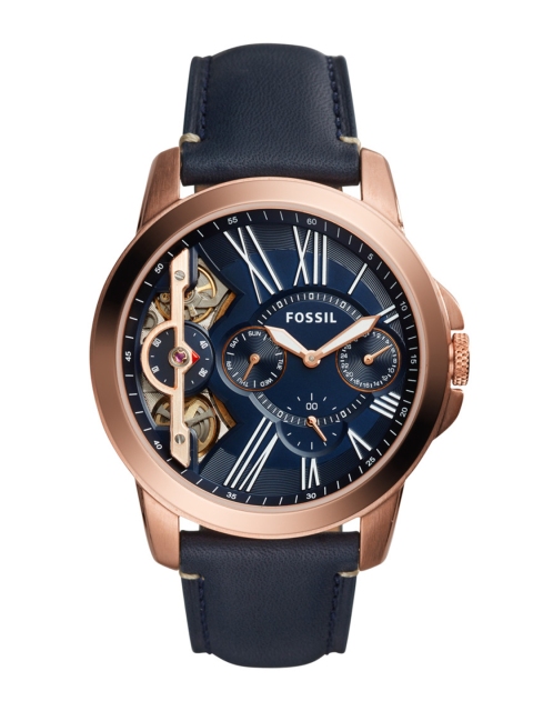 

Fossil Men Navy Multifunction Skeleton Dial Watch ME1162, Navy blue