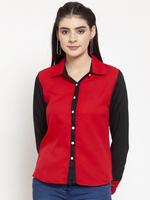 

armure Women Red Colourblocked Casual Shirt