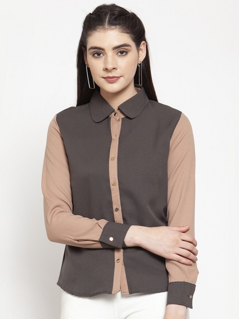 

armure Women Brown Colourblocked Casual Shirt