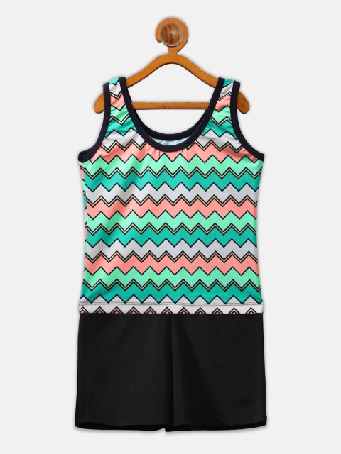 

CUKOO Girls Green & Coral Printed Two-Piece Swim Set