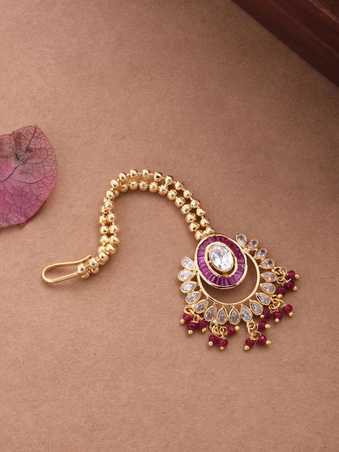 

Tistabene Gold-Plated Red Maang Tikka