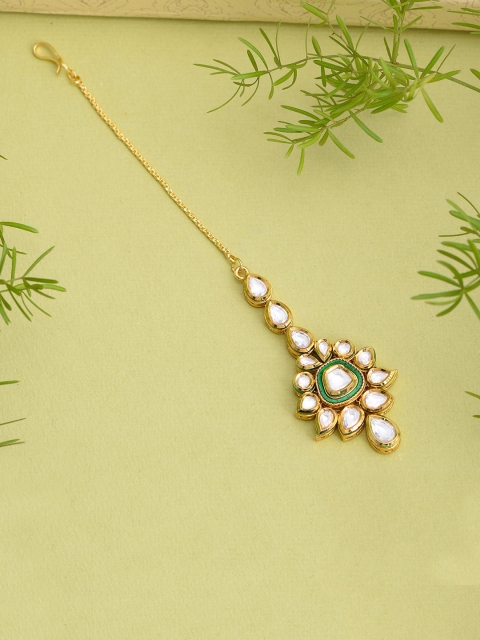 

Tistabene Gold-Plated & White Kundan Stone Studded Maang Tikka