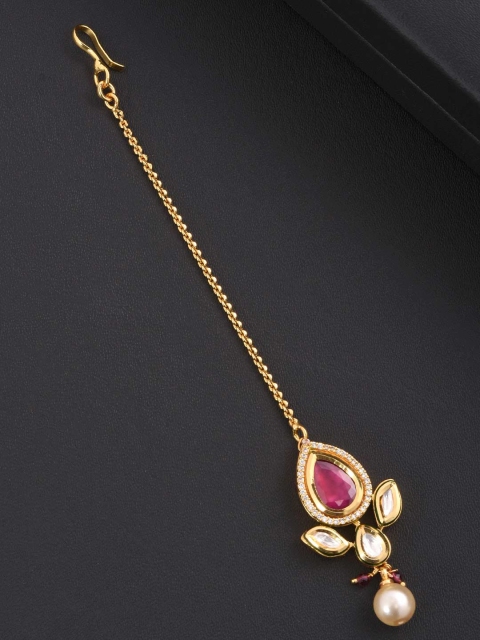 

Tistabene Gold Plated Traditional Kundan Meena Maang Tikka