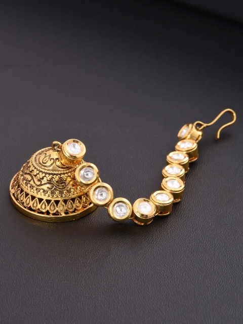 

Tistabene Gold-Plated & White Kundan Studded Maang Tikka