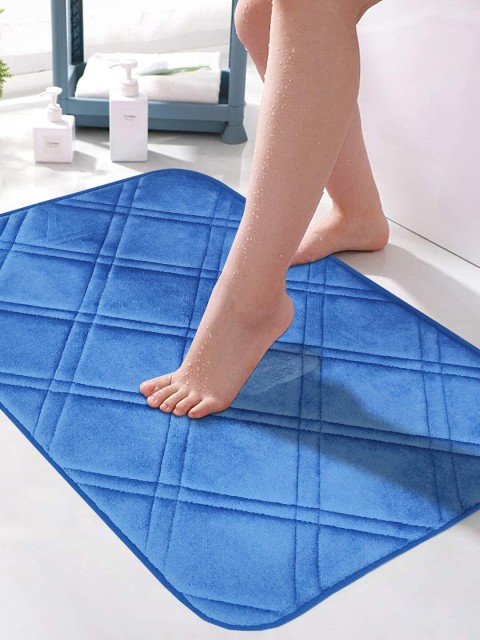 

BIANCA Blue Memory Foam Floor Rug With Anti-Slip Latex Backing
