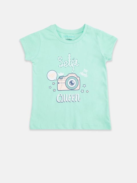 

Pantaloons Junior Girls Blue Printed Pure Cotton T-shirt