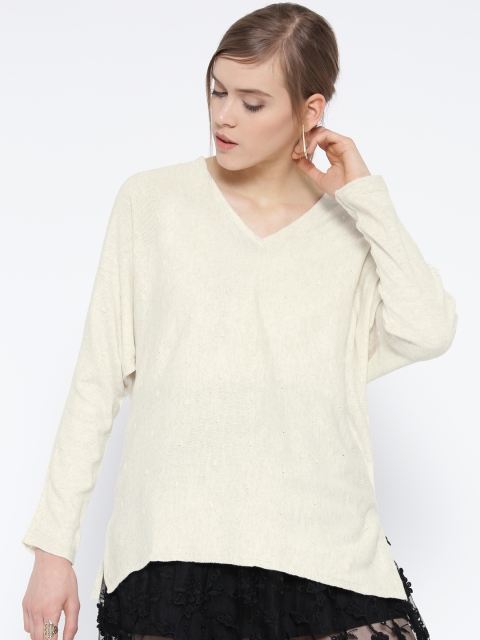 

MANGO Women Off-White Solid Sweater