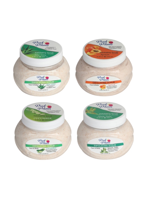 

Pink Plums Aloevera-Apricot-Cucumber-Neem Tulsi Face & Body Exfoliating Scrub 1000 ml, Beige