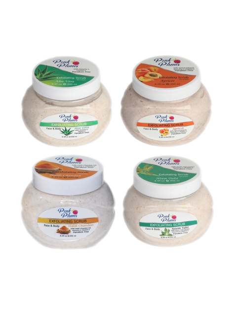 

Pink Plums Aloevera-Apricot-Haldi Chandan-Neem Tulsi Face & Body Exfoliating Scrub 1000 ml, Beige