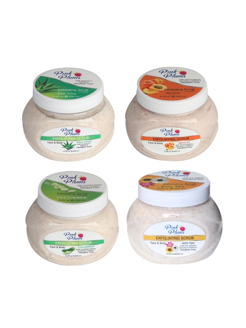 

Pink Plums Aloevera-Apricot-Anti Tan-Cucumber Face & Body Exfoliating Scrub 1000 ml, Beige