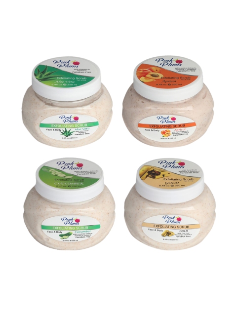 

Pink Plums Aloevera-Apricot-Gold-Cucumber Face & Body Exfoliating Scrub 1000 ml, Beige