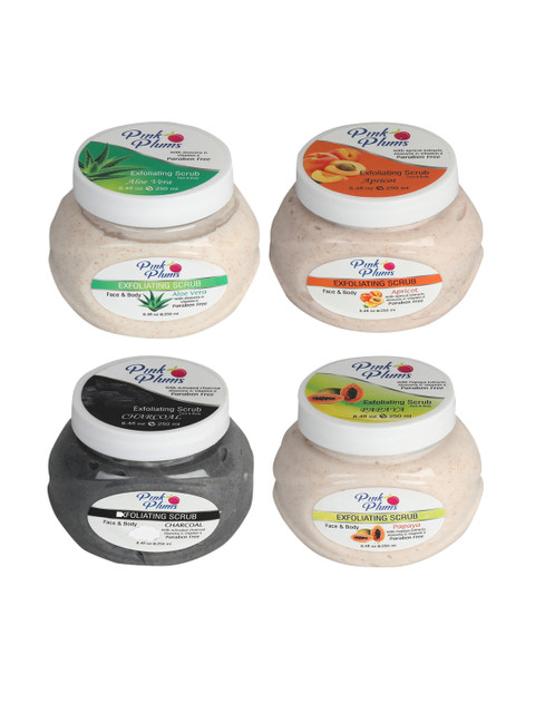 

Pink Plums Aloevera-Apricot-Charcoal-Papaya Face & Body Exfoliating Scrub 1000 ml, Multi