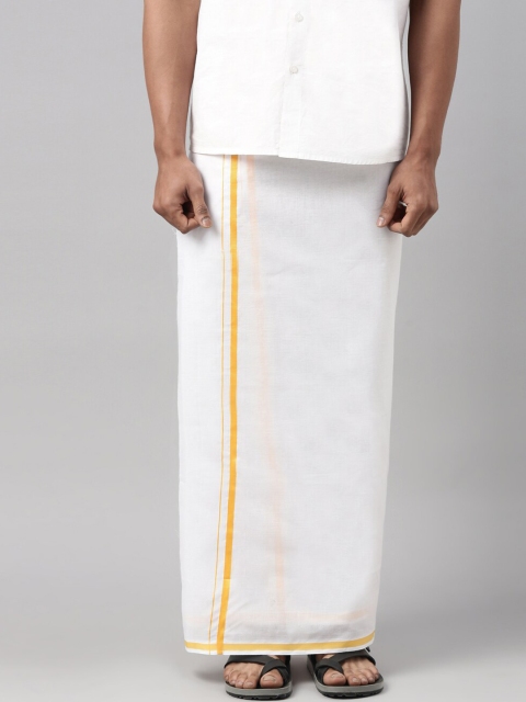 

WHITE HEART Men White Solid Pure Cotton Dhoti