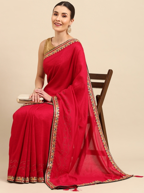 

Anouk Fuchsia Solid Bhagalpuri Saree