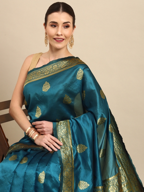 

Anouk Blue & Golden Ethnic Woven Design Saree