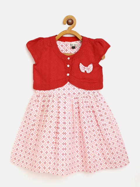 

Bella Moda Red & Pink Printed Dress