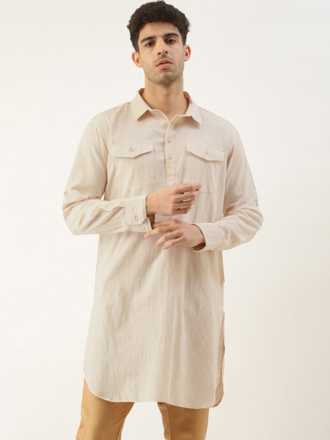 

WHITE HEART Men Khaki Pure Cotton Solid Kurta