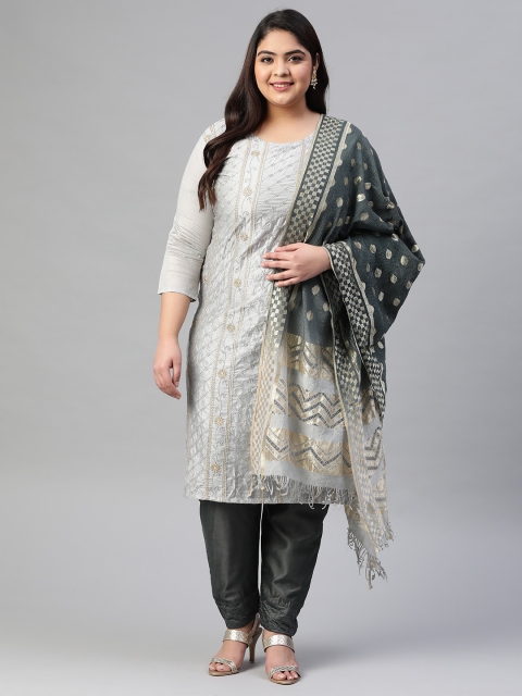 

Aarika Women Grey Floral Pure Cotton Kurta with Palazzos & With Dupatta