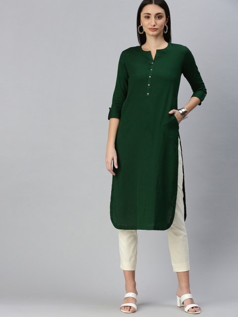 

ETIQUETTE Women Green Solid Kurta