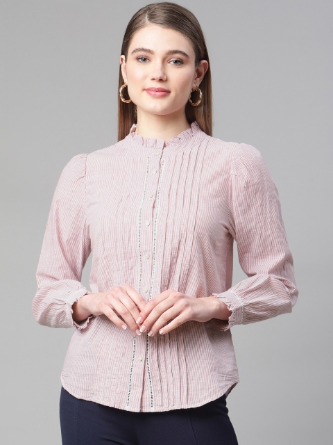 

Marks & Spencer Pink Striped Pure Cotton Shirt Style Top