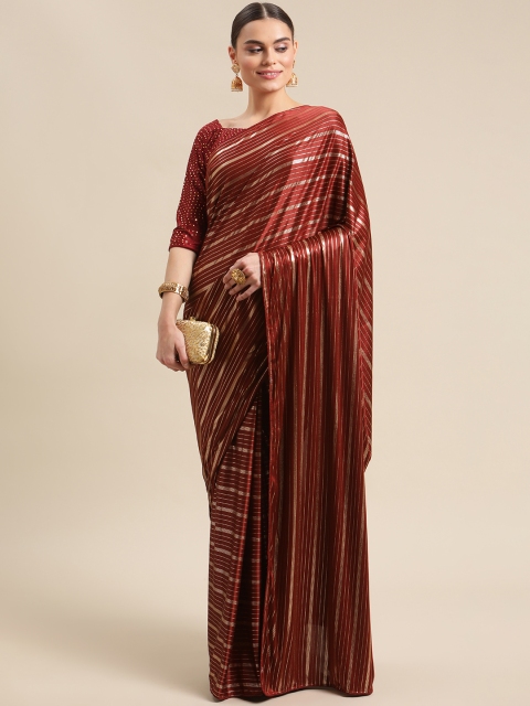 

Fab Dadu Maroon Striped Pure Silk Saree