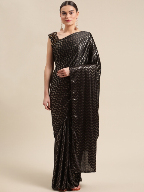 

Fab Dadu Black Art Silk Block Print Saree