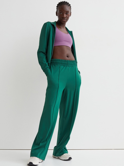 

H&M Women Green Solid Wide Trousers