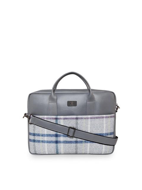 

ESBEDA Men Grey Checked PU Laptop Bag