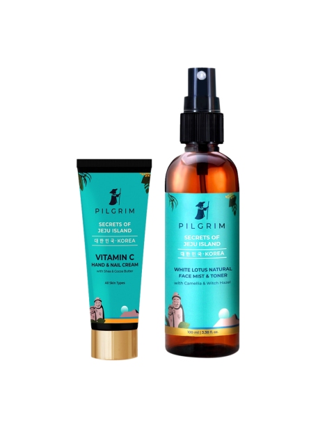 

Pilgrim Set of 2 Secrets of Jeju Island Hand & Nail Cream with Face Mist Toner, Teal