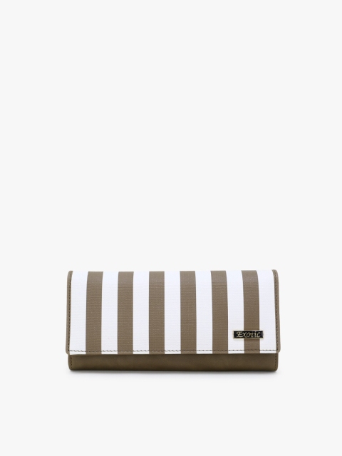 

Exotic Women Olive Green & White Striped PU Envelope