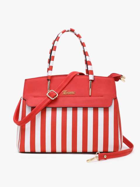 

Exotic Red & White Striped Structured Handheld Bag