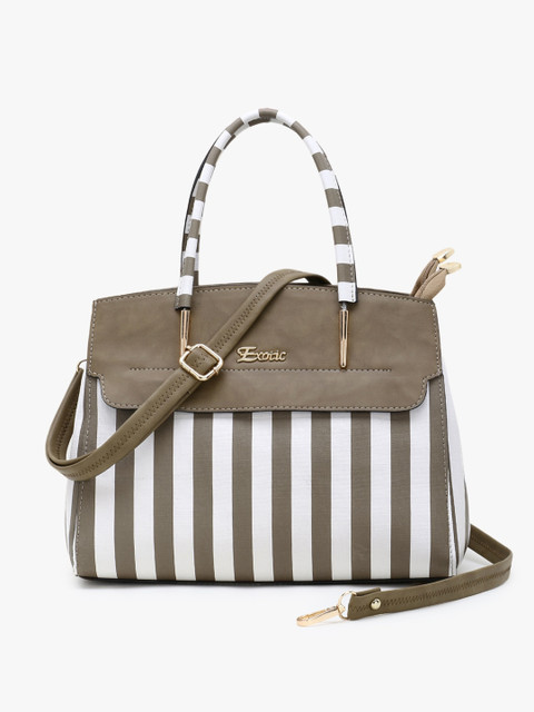 

Exotic Olive Green Striped PU Structured Handheld Bag