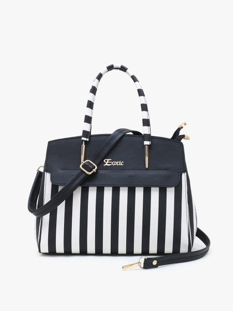 

Exotic Black & White Striped PU Structured Shoulder Bag