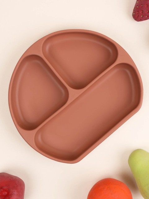 

KICKS & CRAWL Kids Brown Solid Silicone BPA-Free Plate