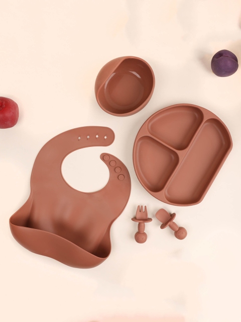 

KICKS & CRAWL Unisex Kids Brown Silicone Mealtime Set