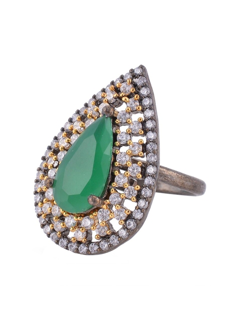 

Tistabene Women Green & White Stone Studded Cocktail Ring
