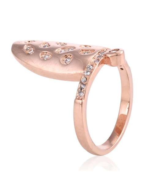 

Tistabene Designer Rose Gold Plated Stone-Studded Nail Ring